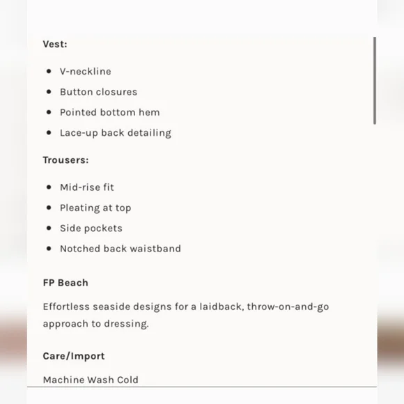 NWT Free People Roxanne Set Matching Crop Vest Top Wide Leg Pants Brown - Picture 6 of 8